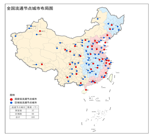 全国流通节点城市布局图